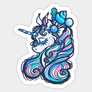 Blue Sugar Rush Unicorn Sticker